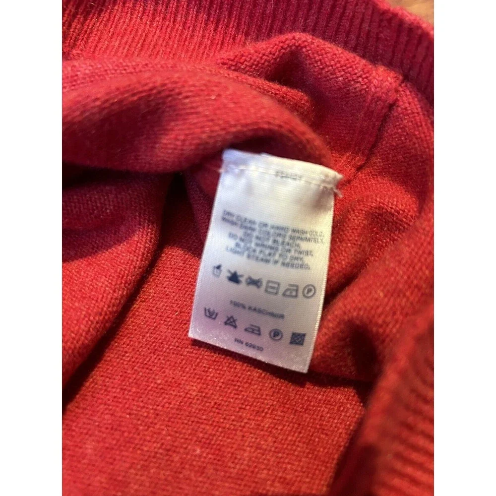 Lands' End Mens Large L Solid Red 100% Cashmere Sweater Vest  V Neck READ‎